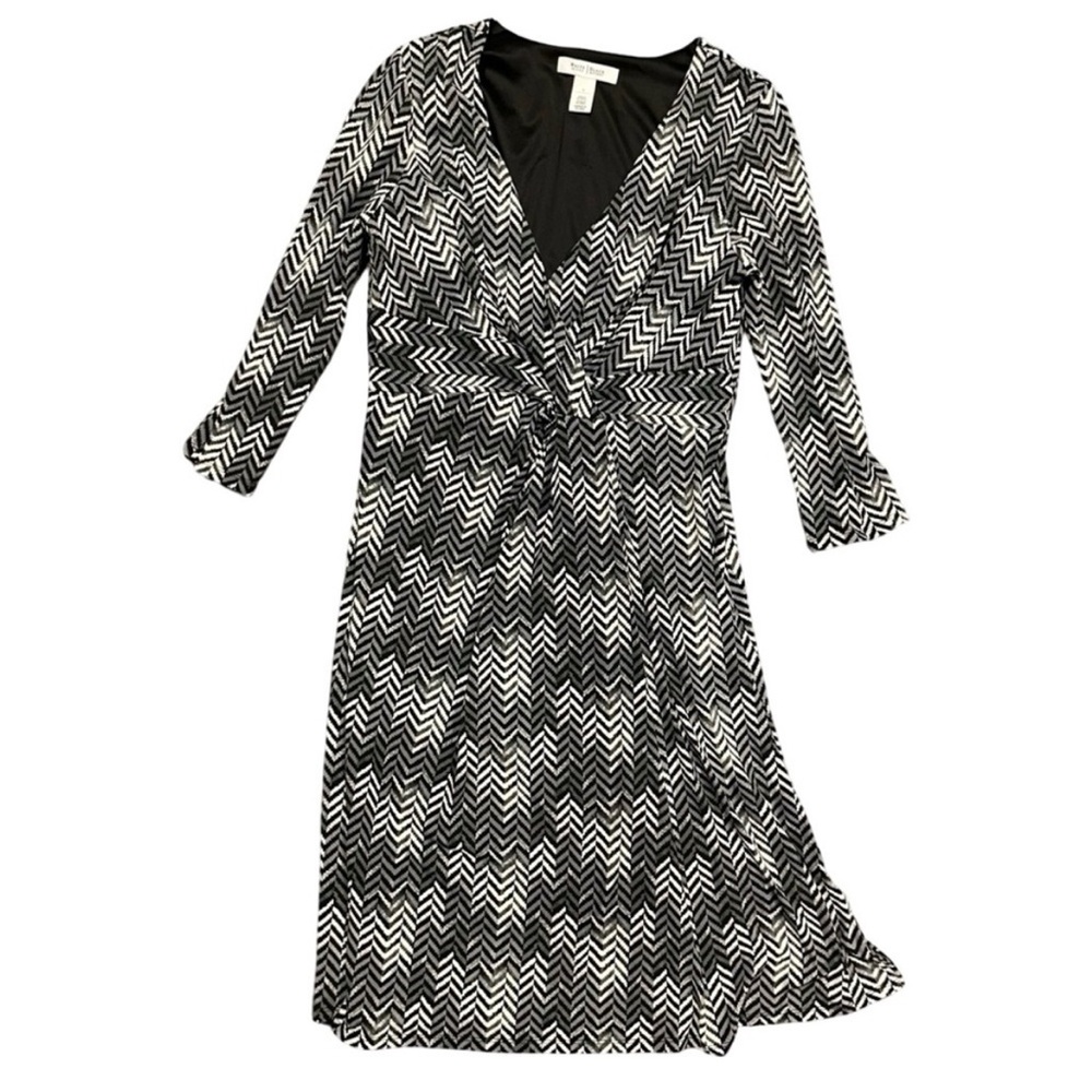 White House Black Market Black and White Herringbone Dress, Size S